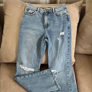 Garage Blue Straight Jeans Distressed Vintage Look